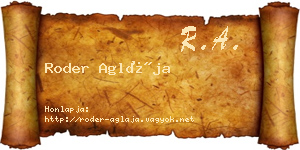 Roder Aglája névjegykártya